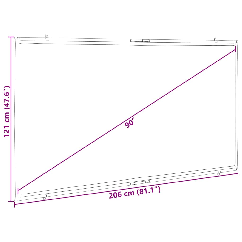 Projection Screen Wall Mounted 90 inch 16:9 Aspect Ratio