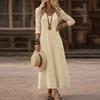 Long Sleeve Maxi Dress for Women Loose Fit Casual Style Vestidos De Mujer V Neck Dresses for Women 2026 Comfortable Daily Wear