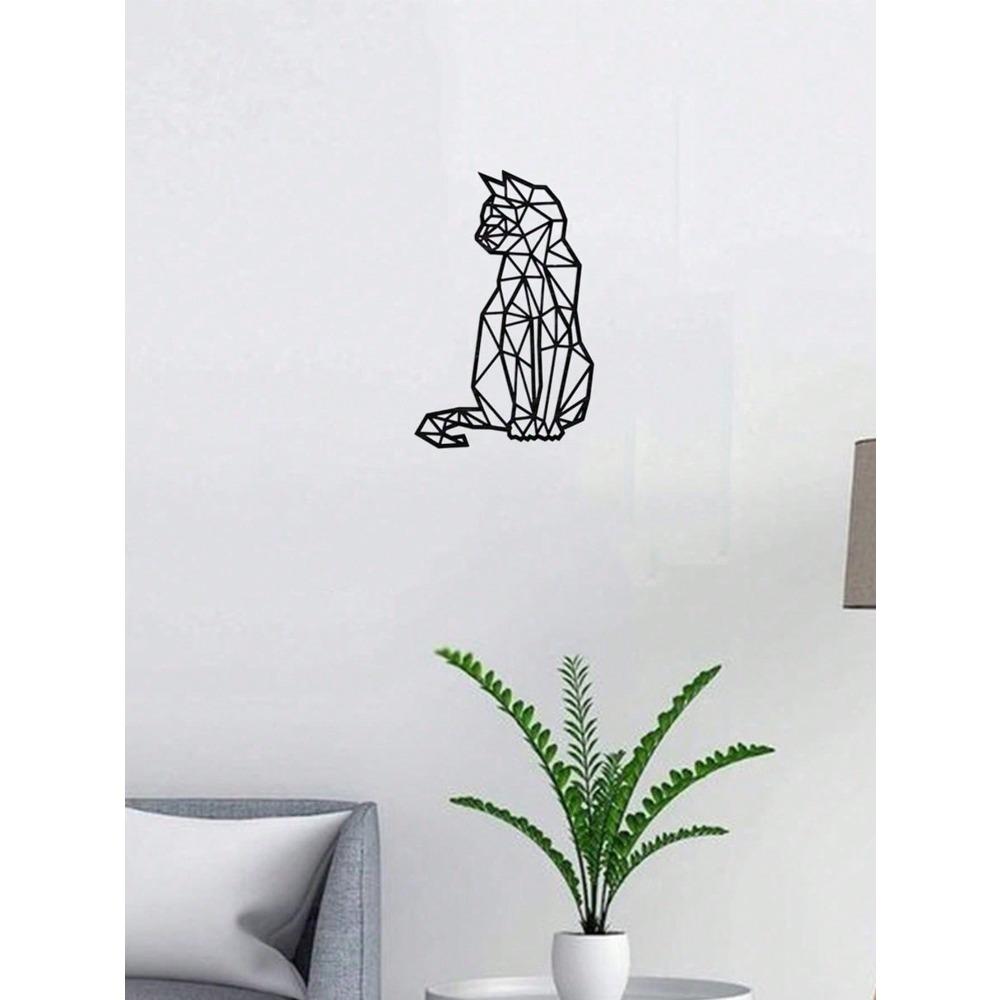 Wrought Iron Wall Decor Art Geometric Cat Metal Laser Cut Polygon