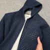 Hollow Out Hooded Cardigan, Knitted Sweater, Men's, Spring and Autumn Couple Jacket, Perforated Design, Outerwear, Autumn and Winter Jacket