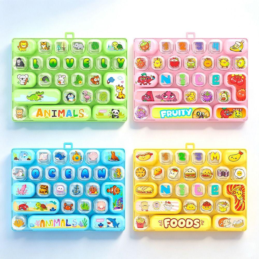 Creative 26 Keyboard Keychain 26 Grid Fidget Toy Keyboard Clicker Keychain Backpack Hanging
