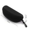 Portable Black Sunglasses Case with Zipper, Strap Hook, and Printed Design