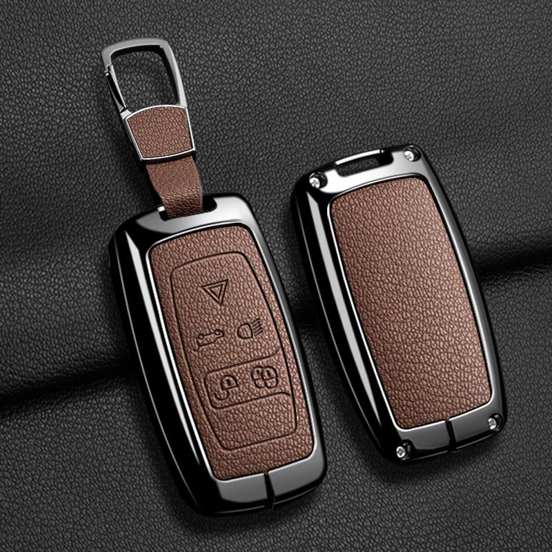 Car Key Case Cover For Land Rover Sport Freelander Discovery 4 Range Rover Sport LR4 2010-2012 Zinc Alloy Leather Auto Keychain