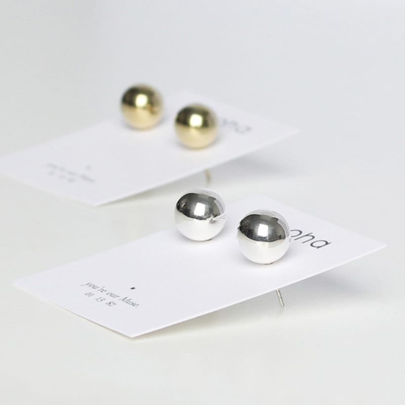RACOHA RACOHA 12mm Silver Ball Earring (925 Silver)