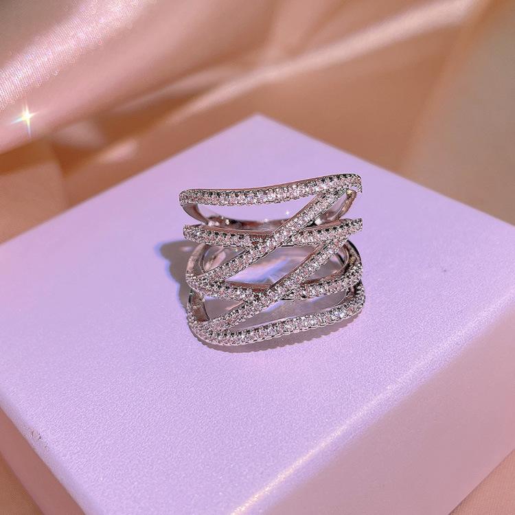 Accessories Ladies Exaggerated Luxury Ring Ring Micro Zircon Ring Ring