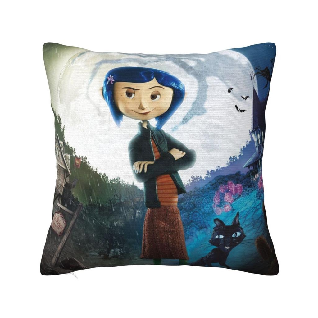 Coraline Tim Burton Pillow Case the Secret Door Fantasy Cushion Cover Custom Zipper Decor Pillowcase for Sofa 18