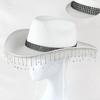 Rhinestone Tassels Cowboy Hat for Women Teens Breathable Wide Brim Beach Hat Music Festival Hat Bachelorette Party Cap