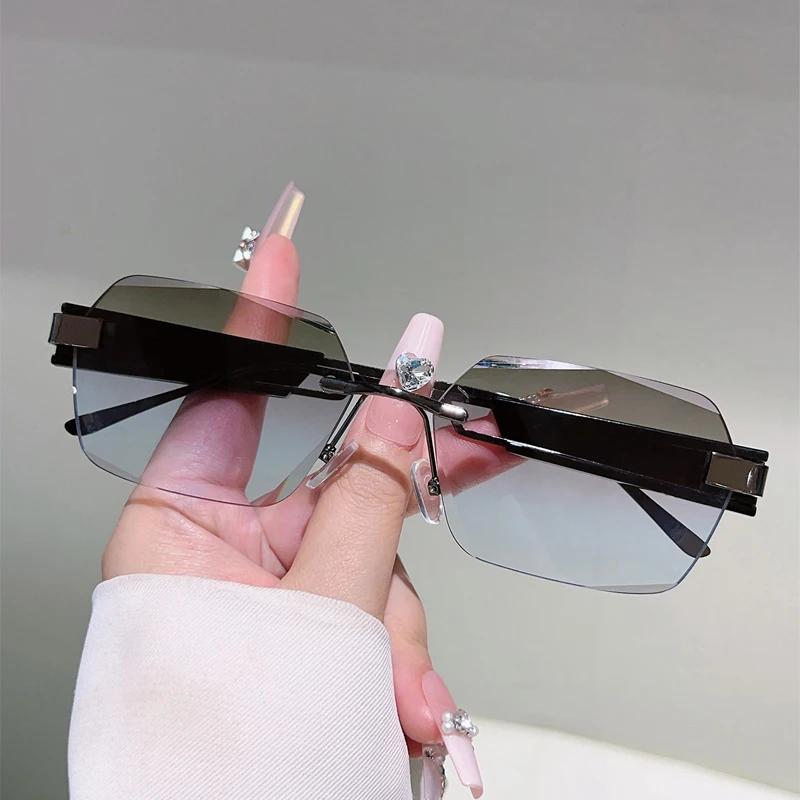 Polygon Sunglasses Men Vintage New Fashion Rimless Outdoor Decor Shades Women Trendy Brand Designer Stylish Sun Glasses