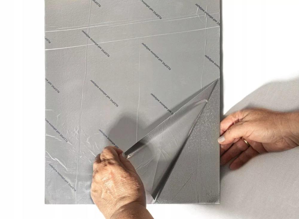 Panel Dekoracyjny Samoprzylepny Pcv Szary Wzór Tkany 280X60 Cm
