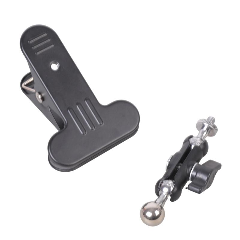 Universal 360 Rotatable Metal Clamp Base 17.4mm Ball Socket Strong Iron Clamping for Camera Phone Tablet Mounts