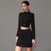 Chic French Socialite Rhinestone Bandage Top & Hip-Hugging Midi Mini Skirt Set