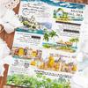 Watercolor Scrapbook Stickers Transparent PET Strips 55 x 180mm with Cherry and Ocean Decorative Stickers for and Card Making 6-Pack - Nature, City,
