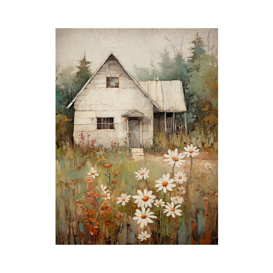 Vintage Steinhausdruck Französisches Landhaus Gemälde Leinwandposter Rustikale Bauernhaus Wandbilder Heim Zimmer Wanddeko