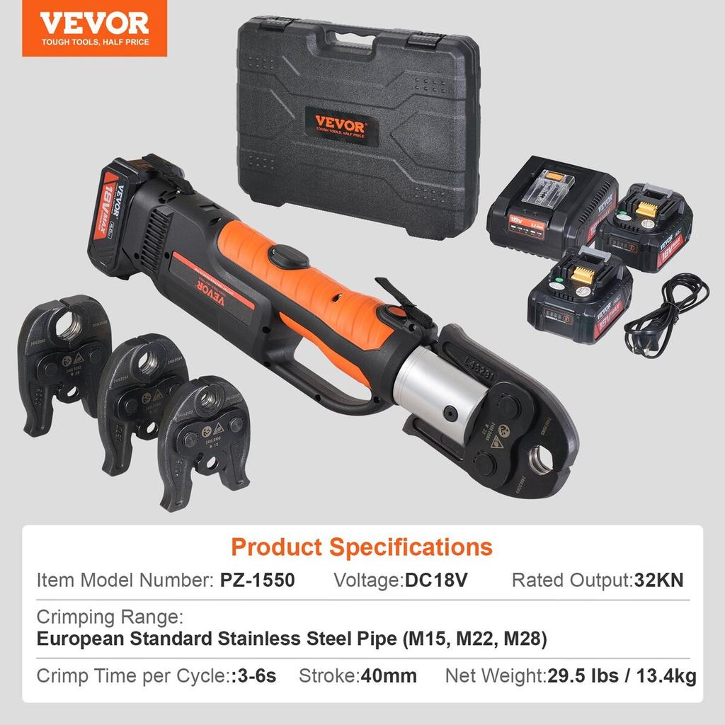 Pro Press Tool Pipe Crimping Kit Press Tool Battery Kit M15 M22 M28 Jaw