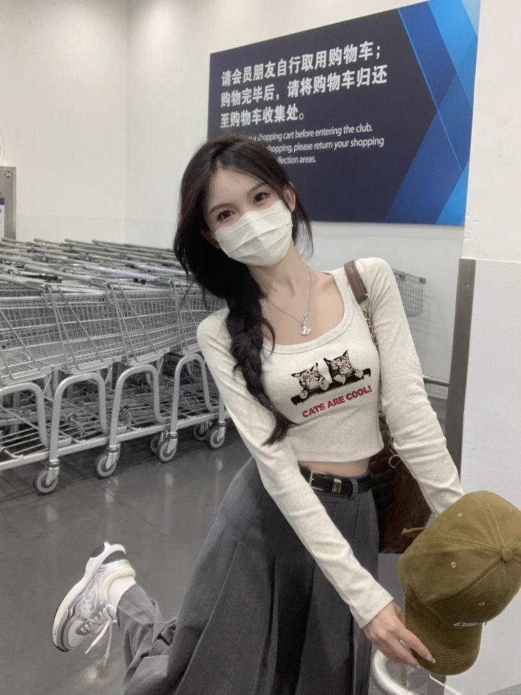 Girls Y2K Tees Workout Street Wear Fashion Women Sexy T-shirts Long Sleeve