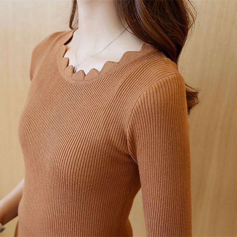 Pullover Damen Pullover Einfarbig Neu Frühling Damen Gestrickter Slim Pullover Langarm Herbst Winter Schmetterlingshals Pullover Weiblich