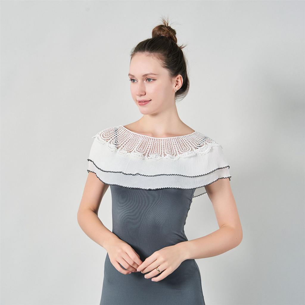 Fashionable Hollowout Shawl for Wedding Elegant Lace Trim Shawl Wrap for Parties Sun Protective Shawl Formal Dress Scarf