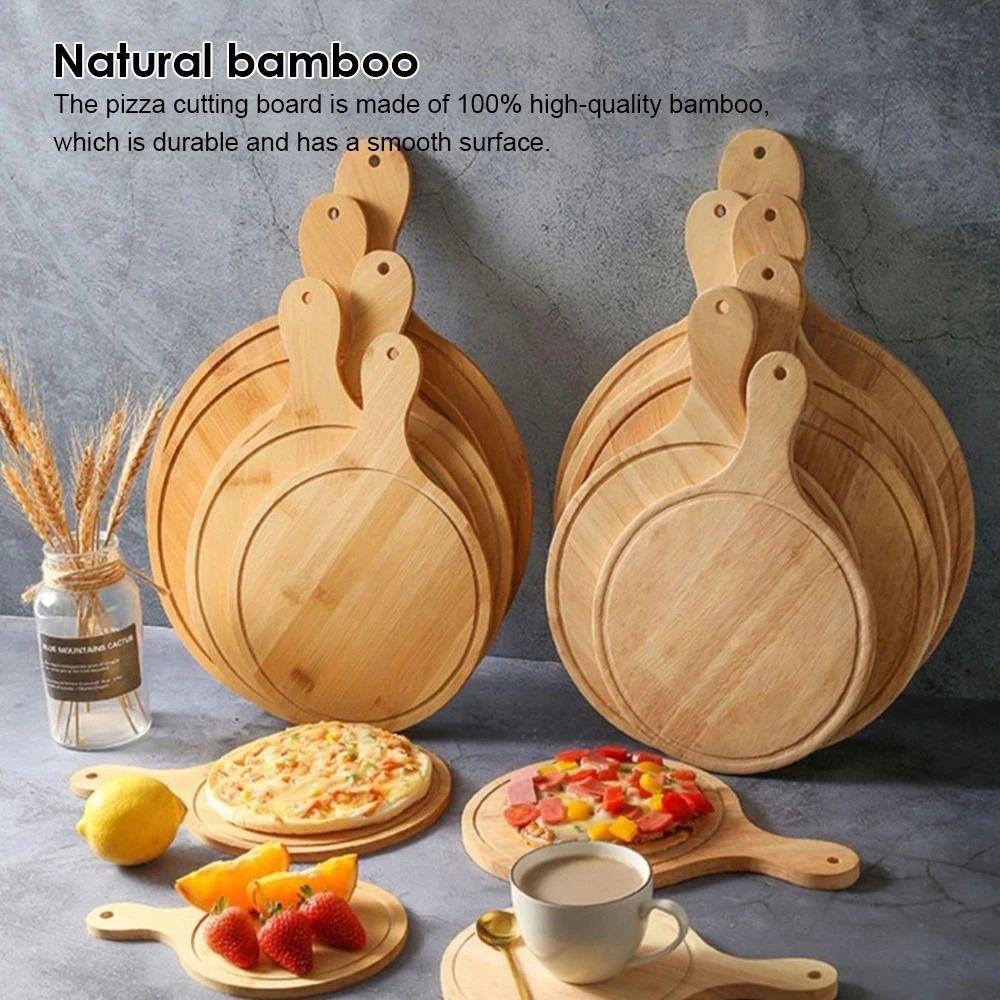 1Pcs Stone Cutting Bamboo Pizza Tray Platter Baking Tray New Wooden Pizza Board  Kitchen Tool