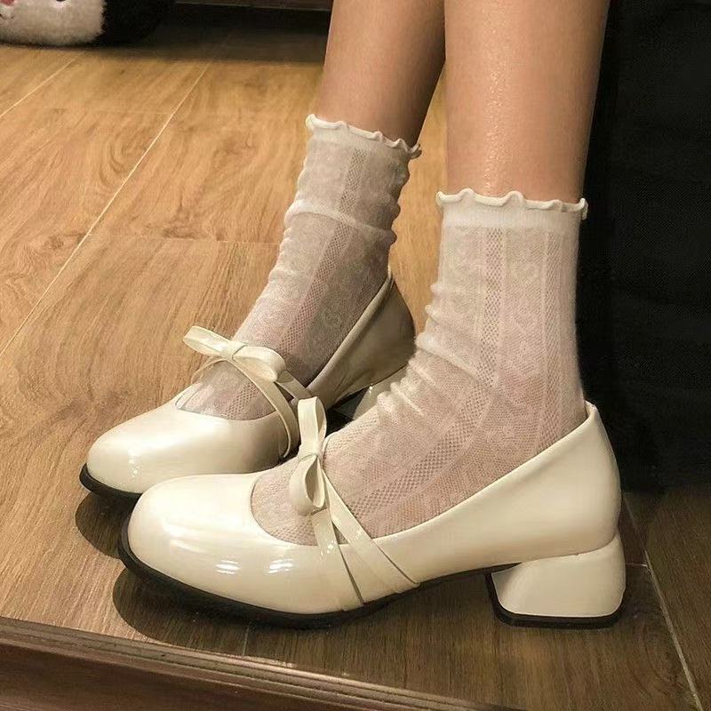 Good Quality Mary Jane Spring and Autumn New Jk Small Leather Shoes Bow Sweet High Heel Single Shoes