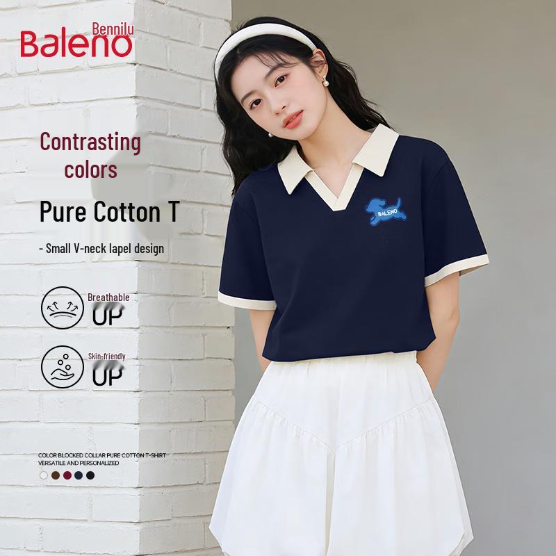 Baleno Women s Pure Cotton Contrast Polo T-Shirt M