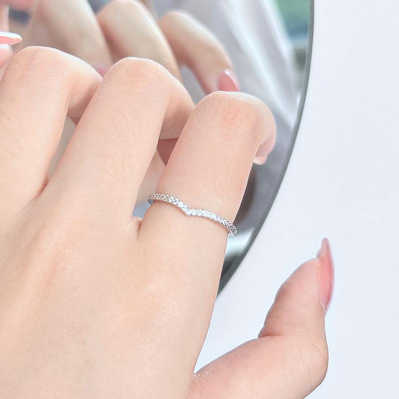 Love Simple Diamond-Set Zir*****Pening Simple Fashion Light Luxury High-End Niche Design Index Finger Combination Ring Women