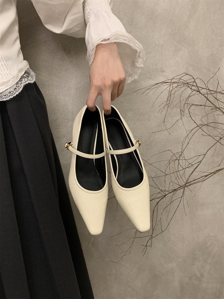 Flachmündiges Wort mit Temperament kleine spitze Mary Jane Einzelschuhe Damen schlichte Pendler High Heels