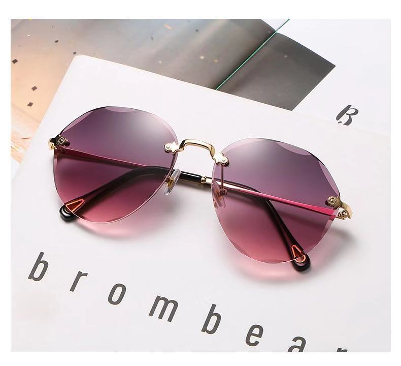 Polygonal Sunglasses Slimming Ocean Lens Rimless Sunglasses