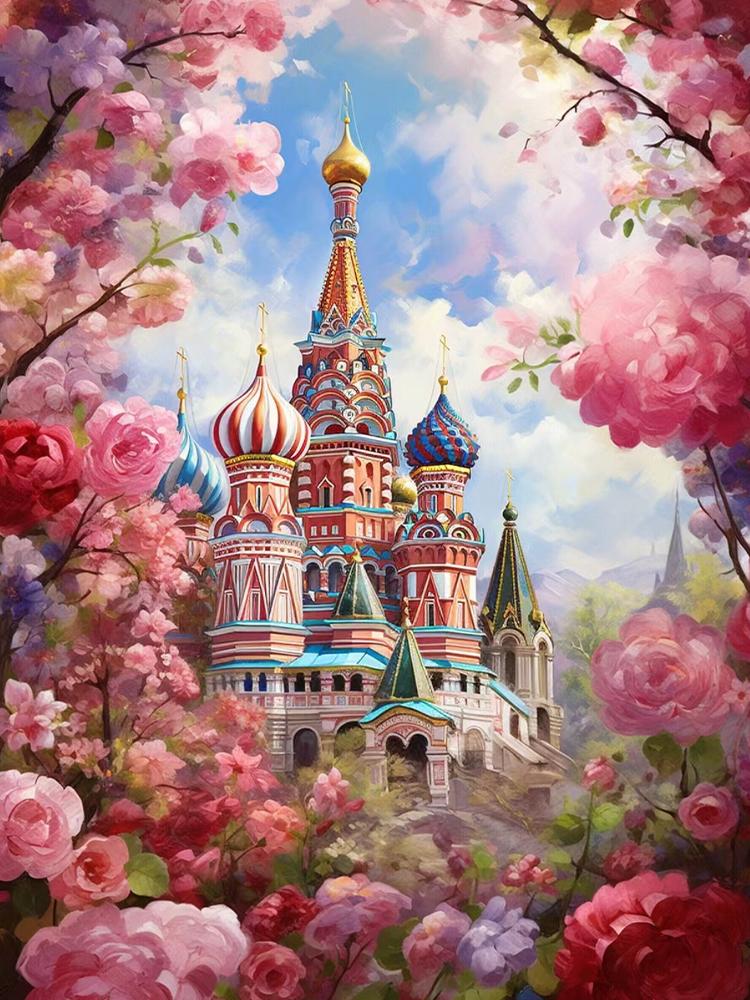 Diamond Painting Castle Russia 5DDIY Diamond Flower Picture Embroidery Landscape Church Mosaic  Kit Handmade Hobbies Decoration
