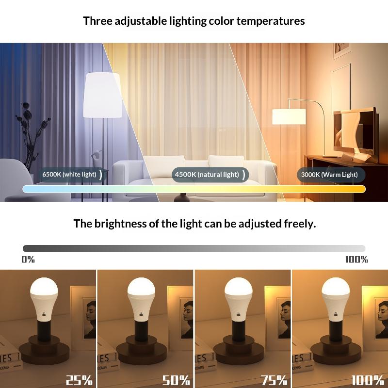 1 Set Rechargeable Smart Dimmable E27 Bulbs With Timing Cordless Battery Operated Light Bulb Rgb/3 Color Usb Led Lamp Bulb