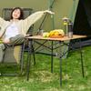 TIMBER RIDGE Outdoor Table Folding Telework Weight Load Capacity 45kg Aluminum Roll Table Camping BBQ Storage Bag Included Compact Home Work Wood