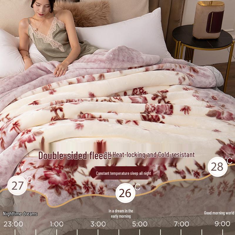 Raschel Plush Thickened Autumn/Winter Blanket - Warm Coral Fleece Quilt for Dorms & Beds