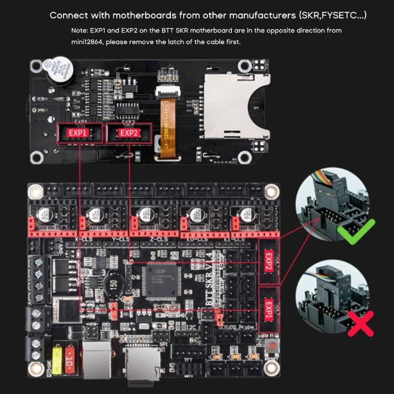 MINI12864 3.0 LCD Příslušenství pro 3D tiskárny 12864 pro LCD displej Podpora Marlin- S -Držákem na karty