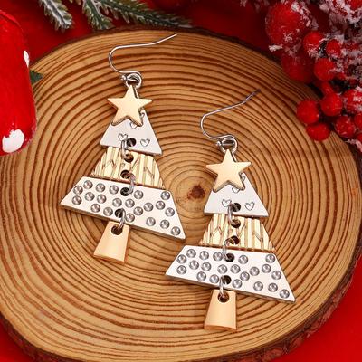 Christmas Tree Long Earrings For Women Alloy Party Carnival Fashion Stud Festival Jewelry