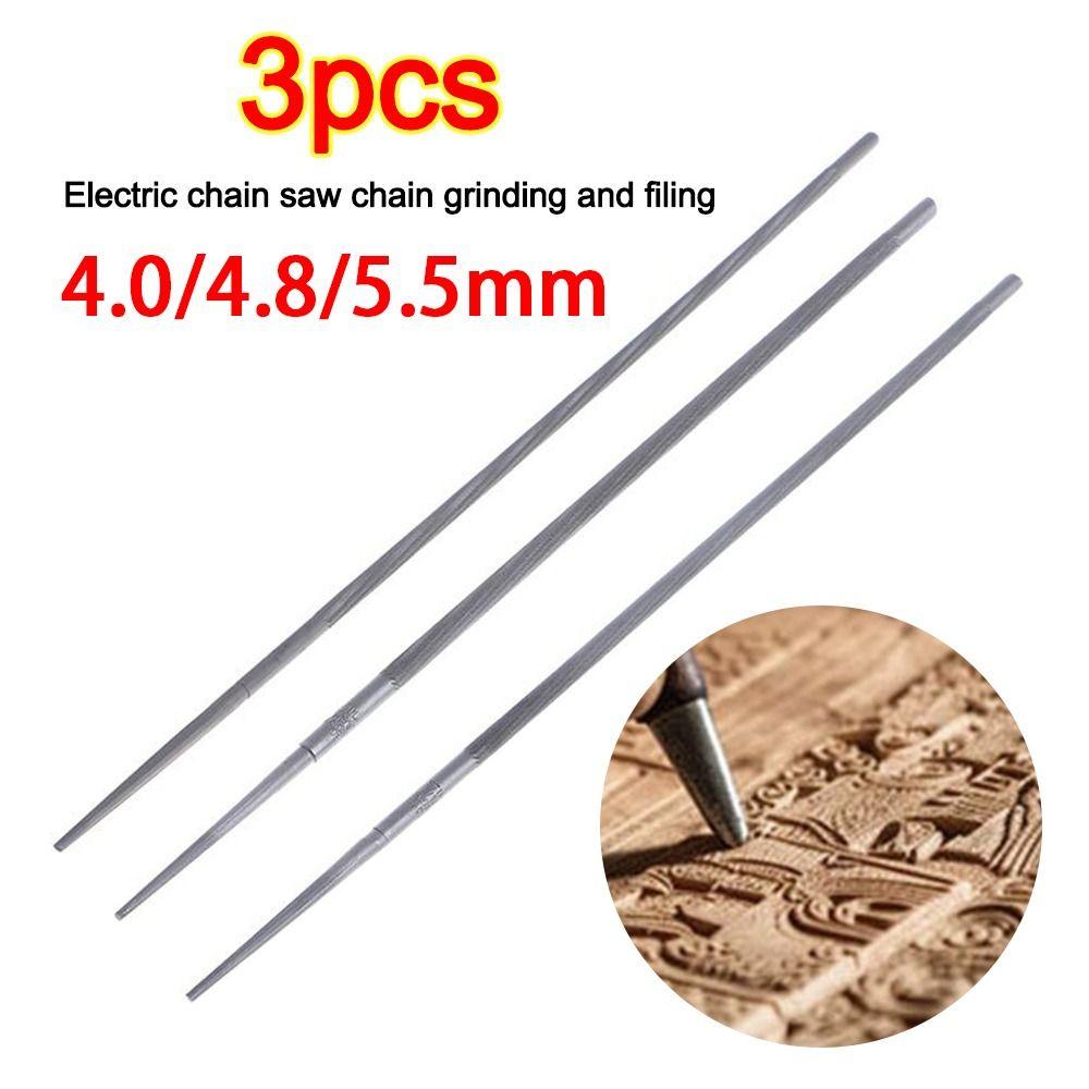 3Pcs Round Grinding File Hand Tools Chain Files Durable Logging File  Grinding Tool