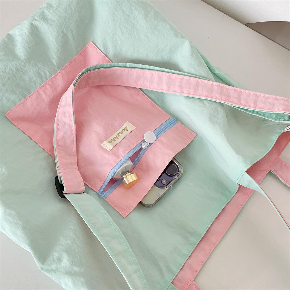 2026 Summer Cream Canvas Bag: Large Capacity Korean-Style Tote with Embroidery for Women