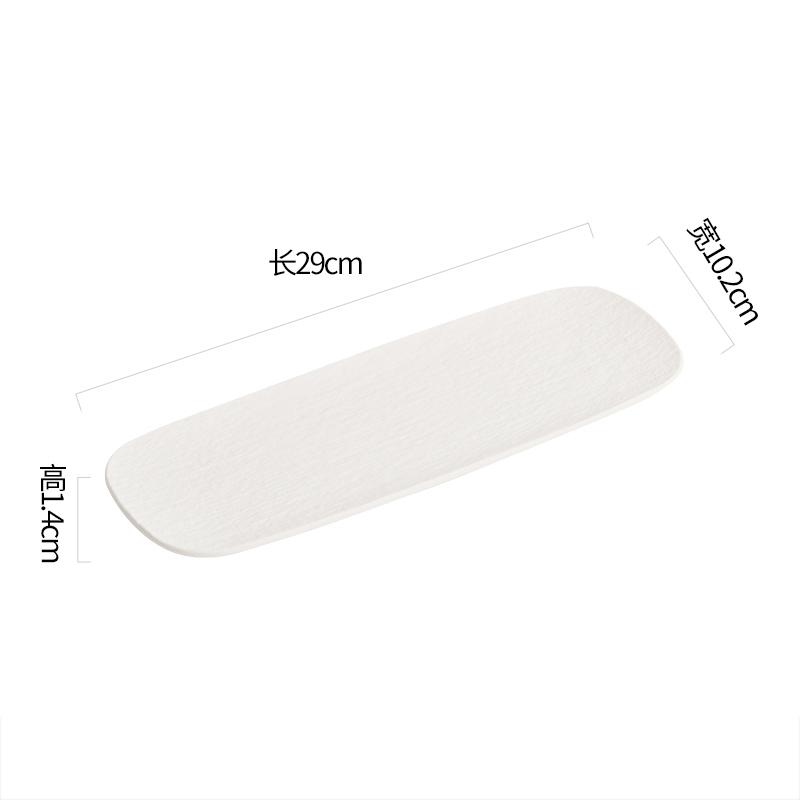 Assiette à longues bandes en céramique givrée à motifs de pierre, plat à sushi créatif, plat à dim sum, plat à sashimi, vaisselle de cuisine moléculaire d'hôtel