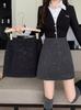 2025 Winter Korean Style Plus Size Sequin Woolen Slimming Skirt