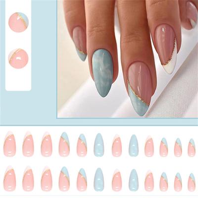 Press On Nails Long Acrylic Nails Fake Nails Green Nails Full Cover Nails For Women 5ml