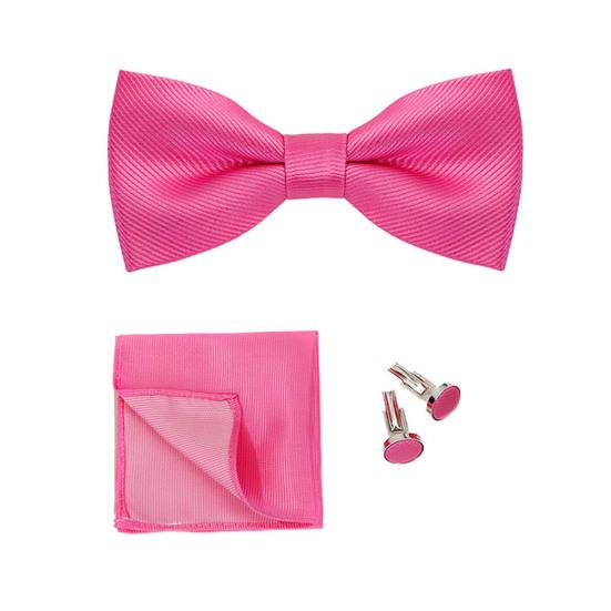 1 Set Men Bow Tie Kit Solid Color Bow Tie Kerchief Cufflinks Set Weddings Business Events Outfit Accessories
