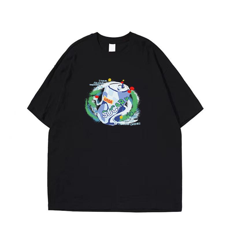 Cotton Men's Round Collar T-shirt Drop-Shoulder Five-Quarter Sleeve Loose Plus Size Trend All-Match Top