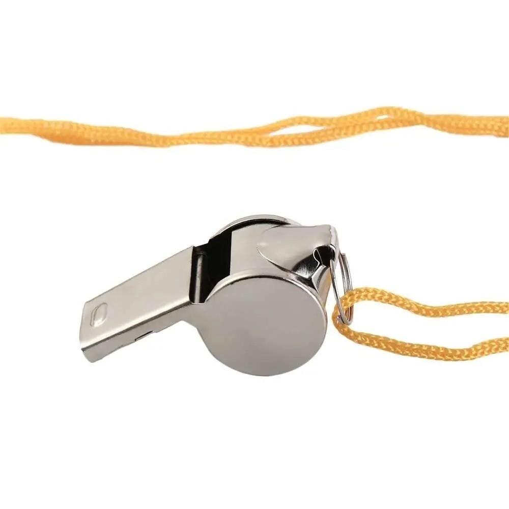 Multipurpose Loud Sound Metal Whistle Stainless Steel With Rope Soccer Whistles Portable Cheer Whistles Sports Events
