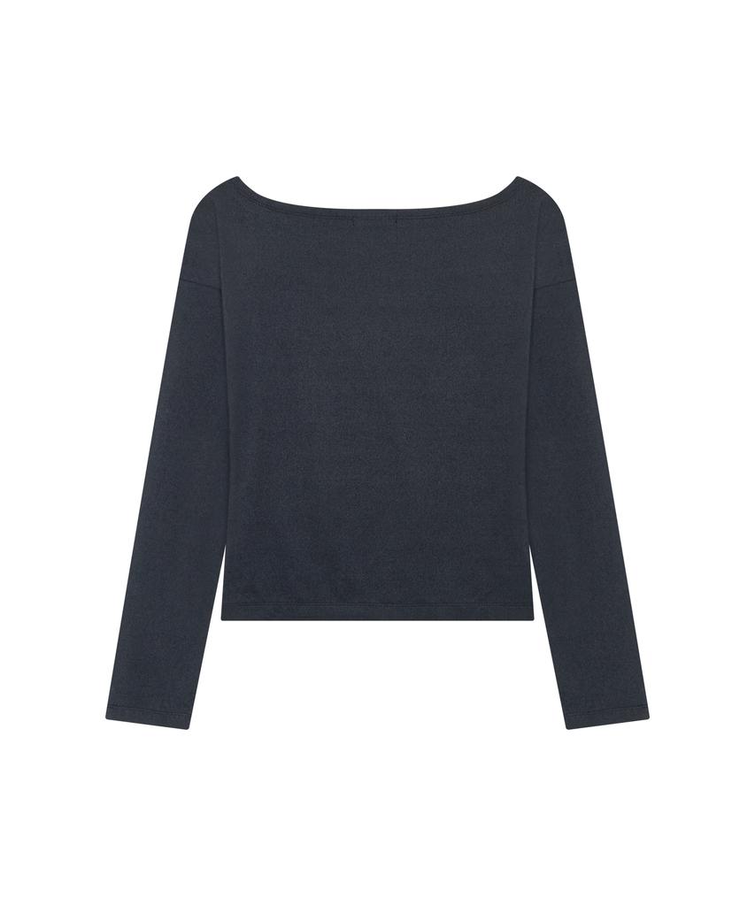 Deuleongkeutegseuteu [Woman] Hotfix Off Shoulder Long Sleeve Charcoal