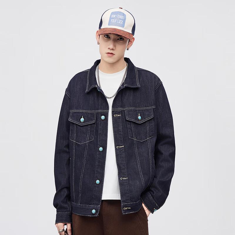 Herren Locker Geschnittene Gewaschene Denim Workwear Jacke