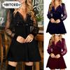 Fashion Summer Spring Solid Color Print Long Sleeve V-Neck Casual Dresses Unique Design