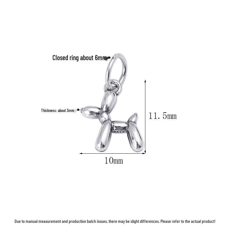 S925 Sterling Silver Bubble Dog Bow Pendant Charm for DIY Beaded Bracelets