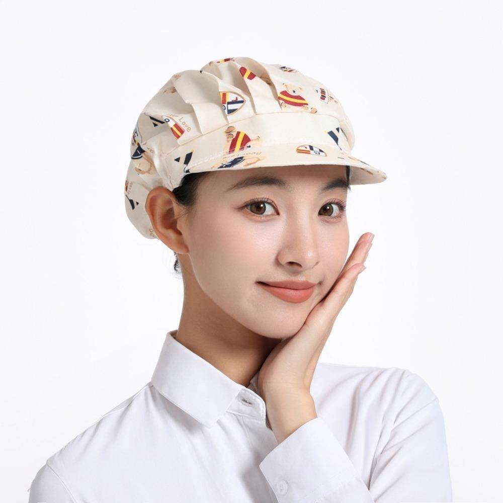 Dust Proof Chef Hat Flower Printed Sanitary Cap New Work Cap  Hotel Restaurant