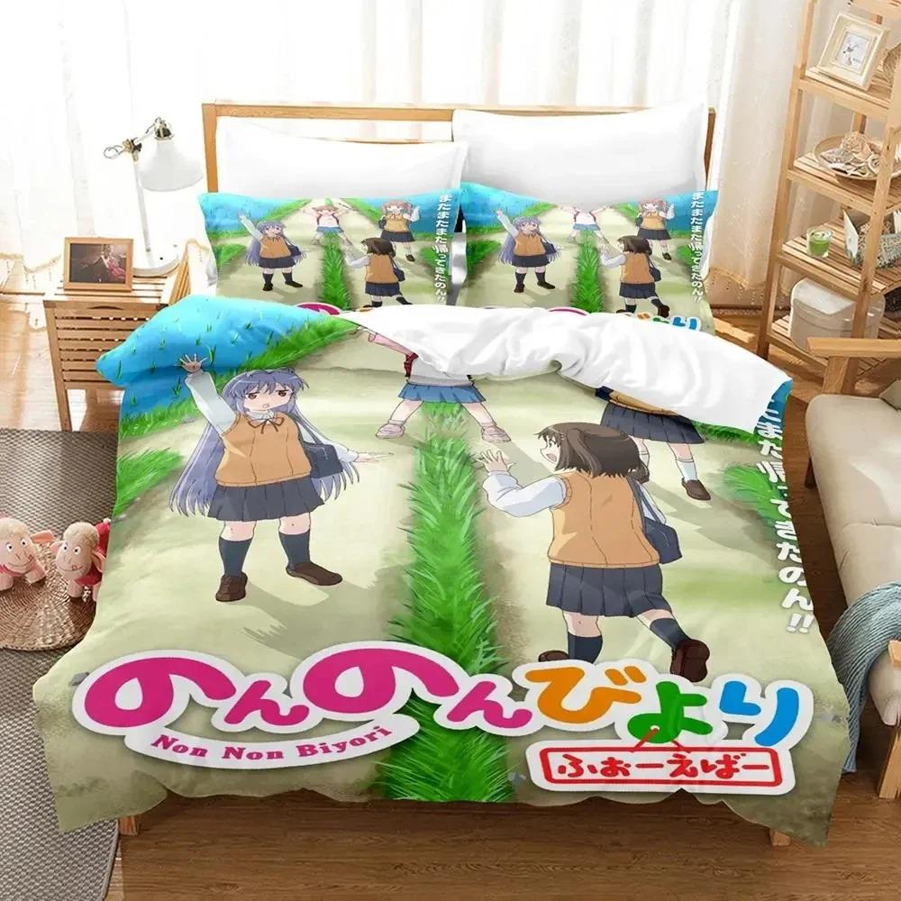 

Modern Lightweight king Queen 3D Print Anime Non Biyori Bed Size Boys Adult Quilt Comforter Comforter (quilt)-EU Single(135*200cm)3pcs