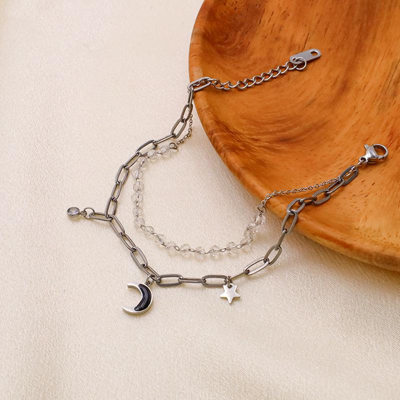 

Fashion High Sense Niche Design Light Luxury Temperament Versatile Moon Stars Beaded Handmade Accessories Bracelet Girl