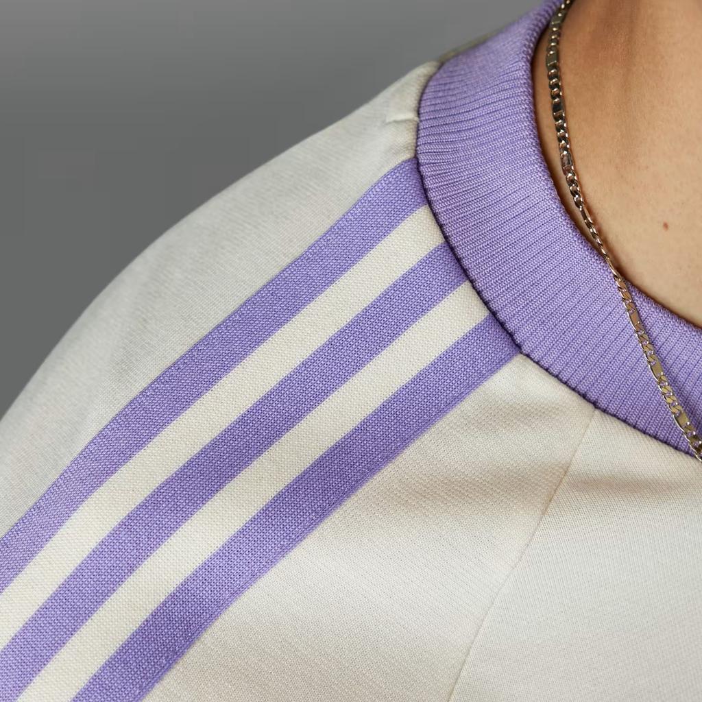 Adidas Originals Logo Striped Round Neck Slim Fit Short Sleeve Raglan American Vintage T-Shirt Men Tops Purple IY0057