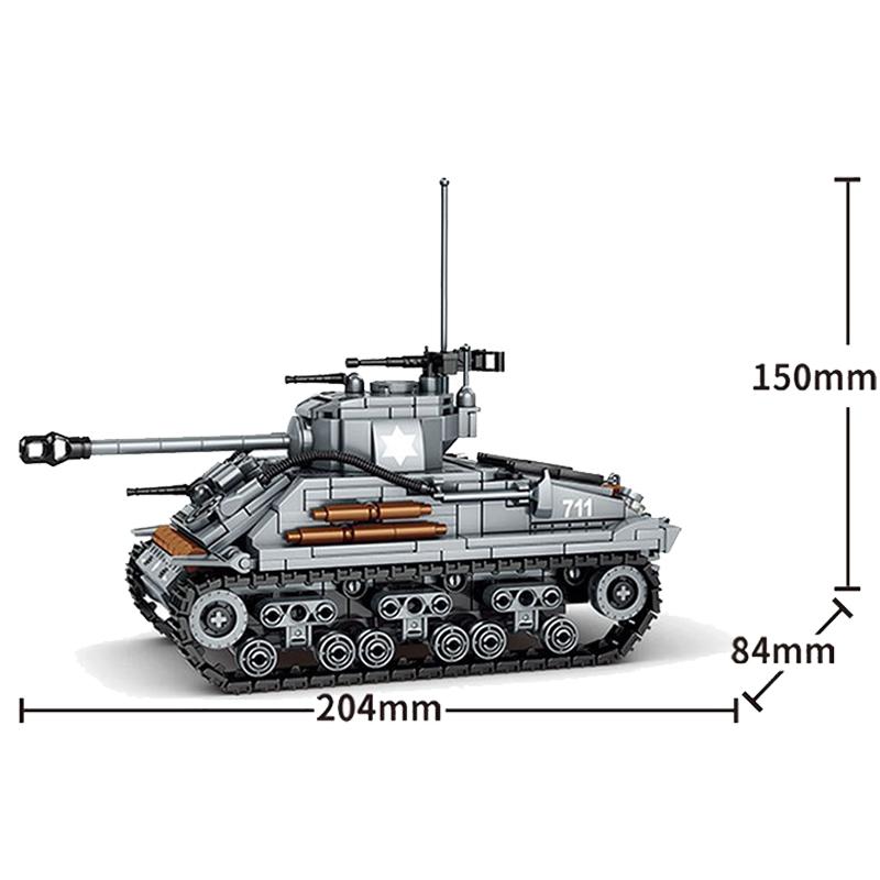 656PCS Military US Sherman M4 Tank Building Blocks WW2 Tank City Police Soldier Weapon Action Figure Bricks Kids DIY Toys Gift